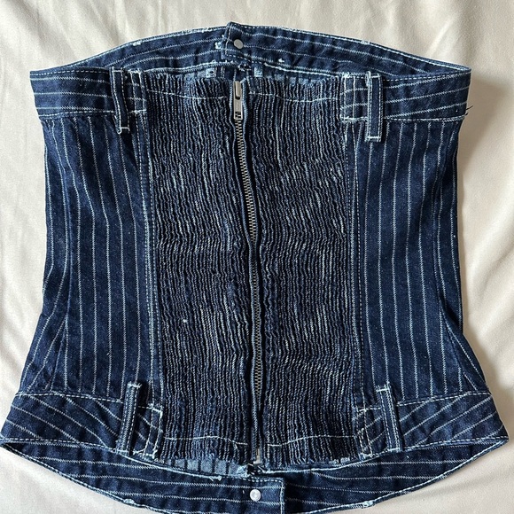 Zara Pin Striped Denim Corset Top - Picture 3 of 6